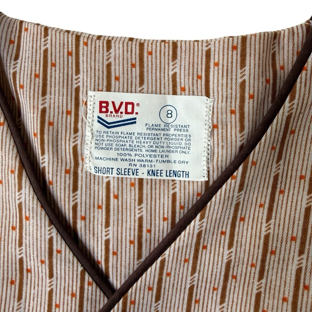 Vintage BVD Flame‑Resistant Permanent‑Press Pajamas Boys Size 8 Orange / Brown - Picture 4 of 8